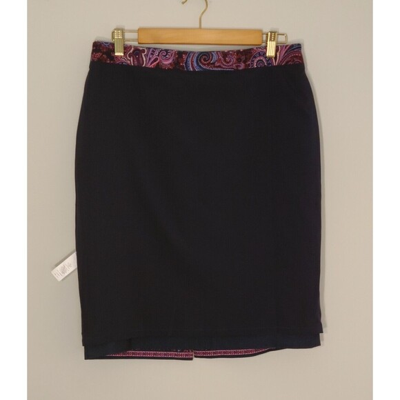 Talbots Womens Paisley Pencil Skirt Purple Blue Above Knee Colorful Size 10 - Picture 7 of 10